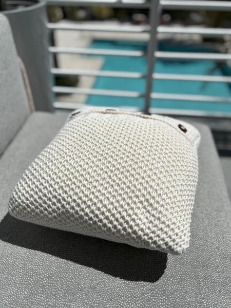 Handmade Cable Knit Pillow Cover: Natural Cotton, Textured Weave