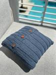 Slate Blue Cable Knit Pillow Cover: Handmade Cotton Cushion - image 2