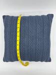 Slate Blue Cable Knit Pillow Cover: Handmade Cotton Cushion - image 3