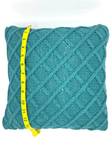 Teal Cable Knit Pillow Cover: Handmade Cotton Cushion with Wooden Buttons - image 2