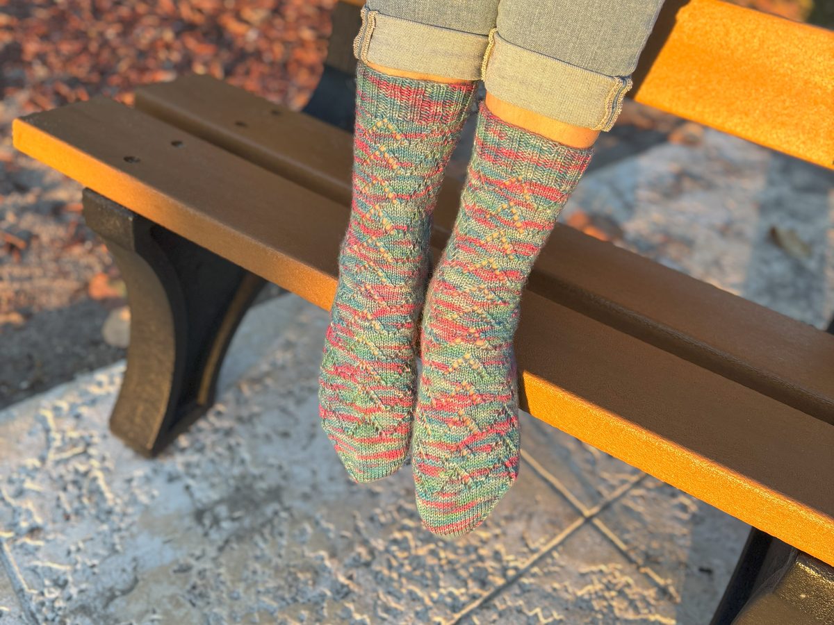 Handknit Twilight Bloom Socks, Wool Socks for Women