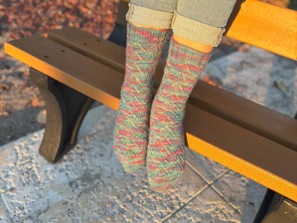 Handknit Twilight Bloom Socks, Wool Socks for Women