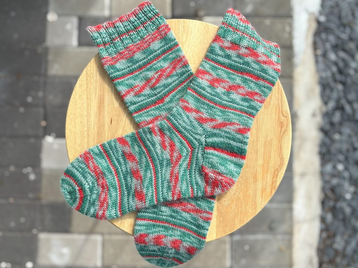 Handknit Winter Stripes Socks, Wool Socks for Women