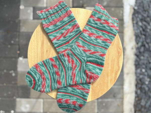 Handknit Winter Stripes Socks, Wool Socks for Women